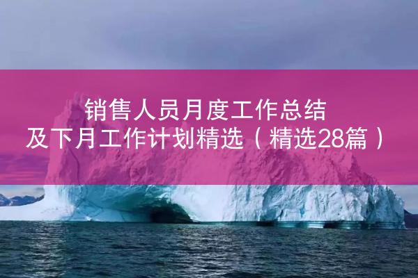 销售人员月度工作总结及下月工作计划精选（精选28篇）