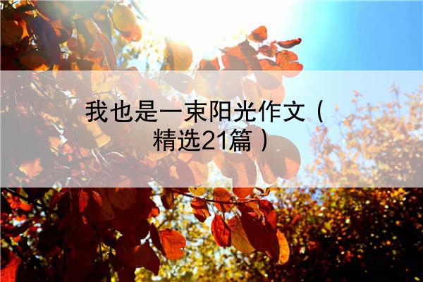 我也是一束阳光作文（精选21篇）