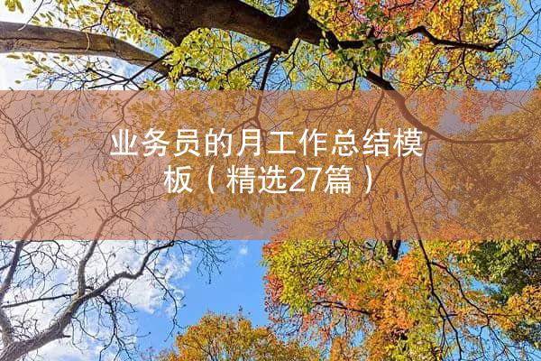 业务员的月工作总结模板（精选27篇）