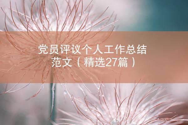 党员评议个人工作总结范文（精选27篇）