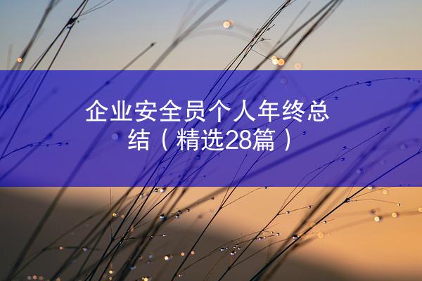 企业安全员个人年终总结（精选28篇）