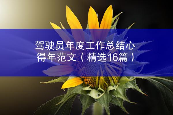 驾驶员年度工作总结心得年范文（精选16篇）