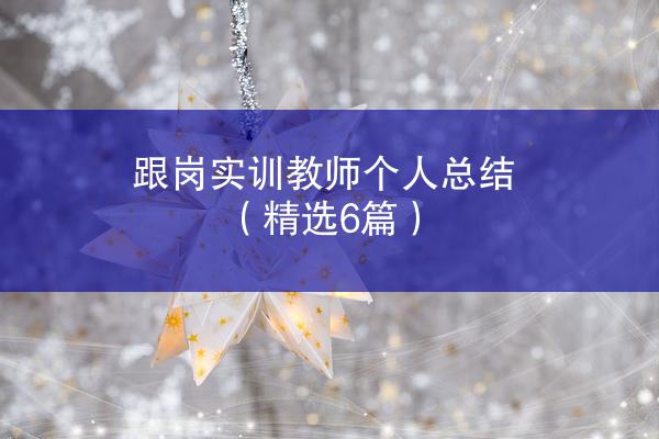 跟岗实训教师个人总结（精选6篇）