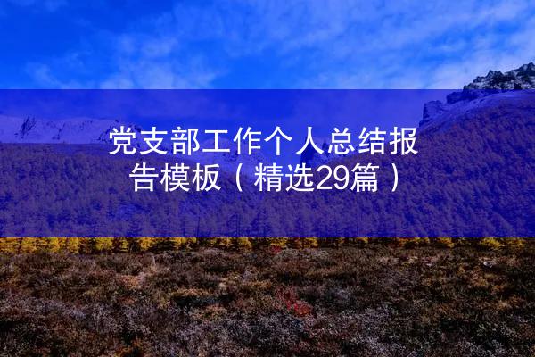 党支部工作个人总结报告模板（精选29篇）