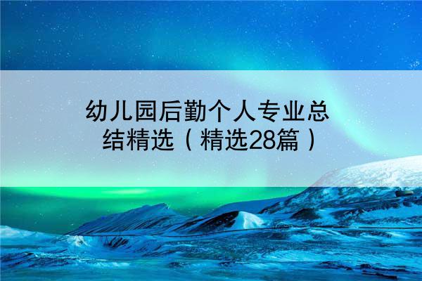 幼儿园后勤个人专业总结精选（精选28篇）