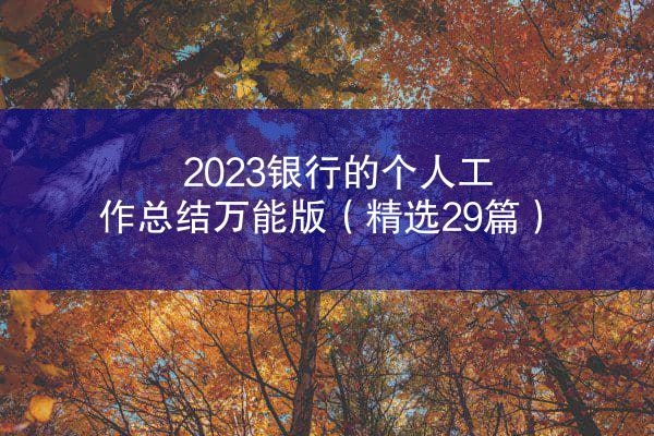 2023银行的个人工作总结万能版（精选29篇）