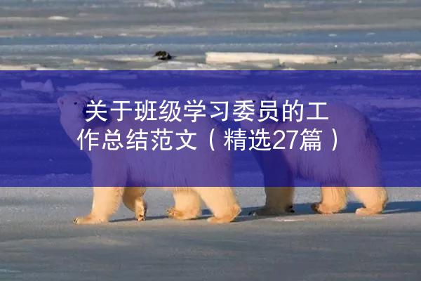 关于班级学习委员的工作总结范文（精选27篇）