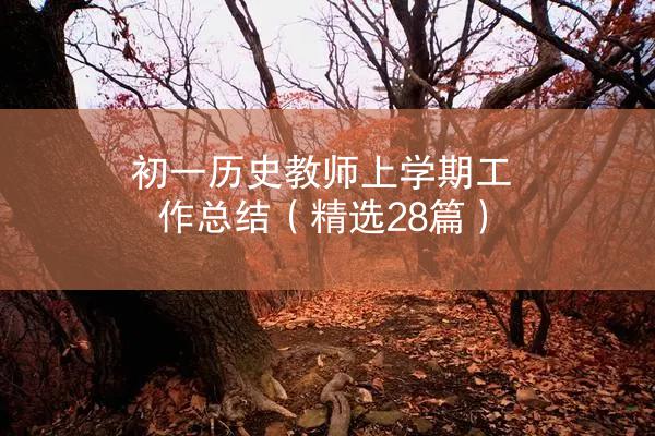 初一历史教师上学期工作总结（精选28篇）