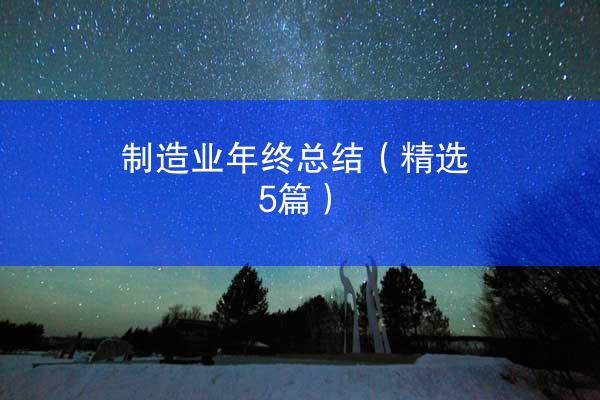 制造业年终总结（精选5篇）