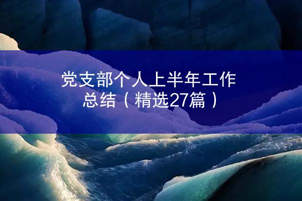 党支部个人上半年工作总结（精选27篇）