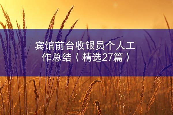 宾馆前台收银员个人工作总结（精选27篇）