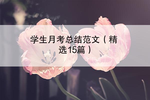 学生月考总结范文（精选15篇）