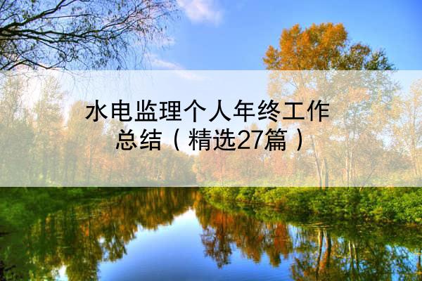 水电监理个人年终工作总结（精选27篇）