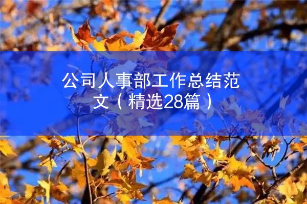 公司人事部工作总结范文（精选28篇）