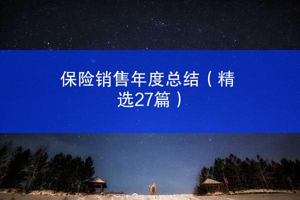 保险销售年度总结（精选27篇）