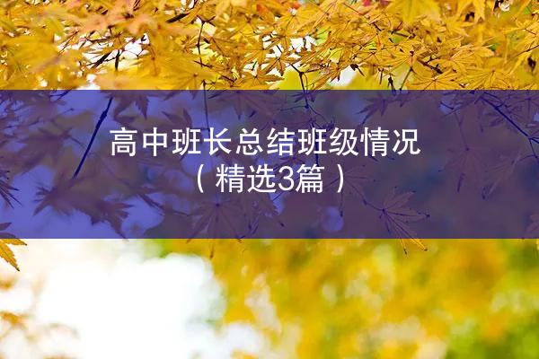 高中班长总结班级情况（精选3篇）