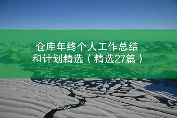 仓库年终个人工作总结和计划精选（精选27篇）