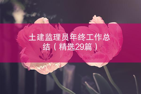 土建监理员年终工作总结（精选29篇）