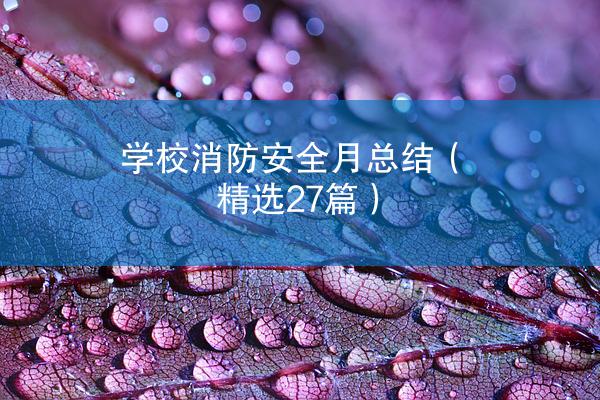 学校消防安全月总结（精选27篇）