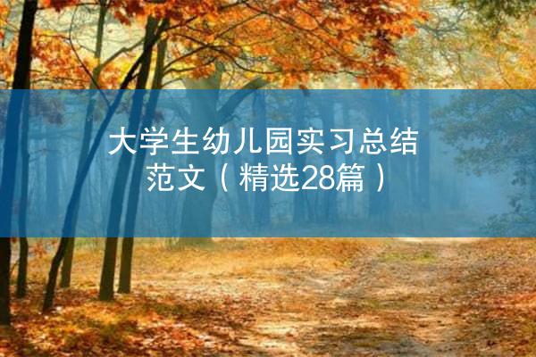 大学生幼儿园实习总结范文（精选28篇）