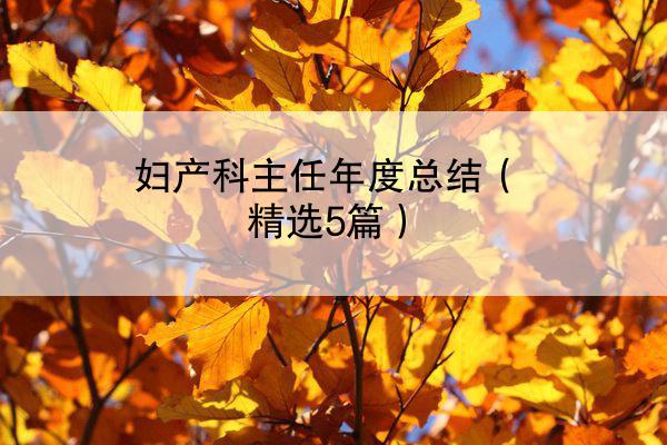 妇产科主任年度总结（精选5篇）