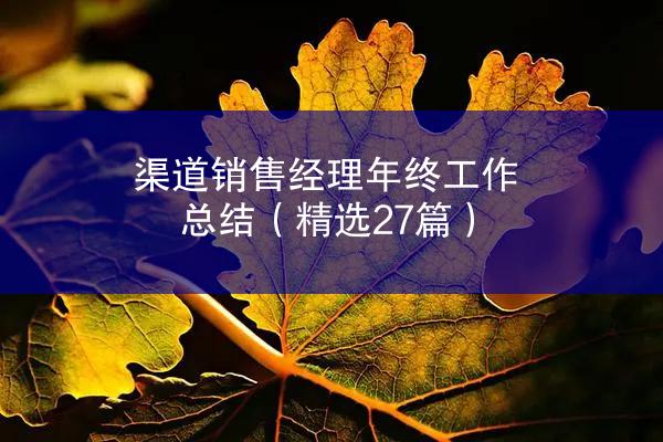 渠道销售经理年终工作总结（精选27篇）