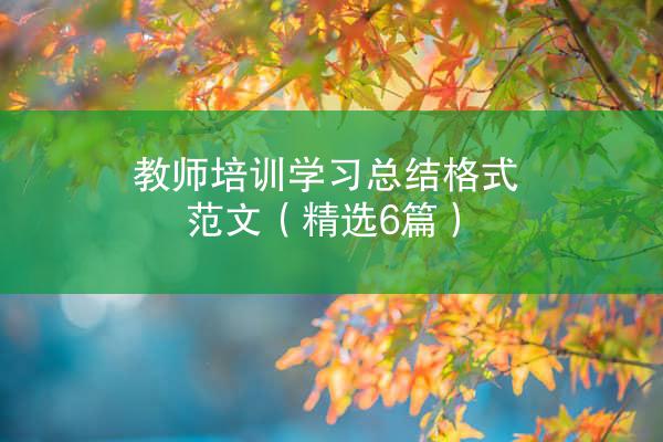 教师培训学习总结格式范文（精选6篇）