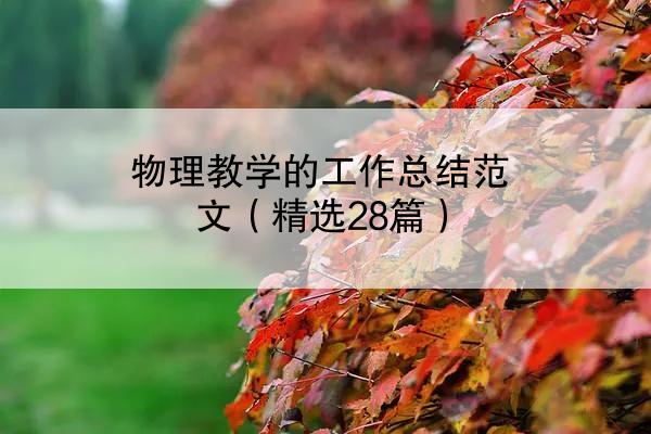 物理教学的工作总结范文（精选28篇）