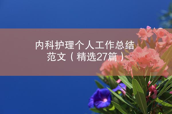 内科护理个人工作总结范文（精选27篇）