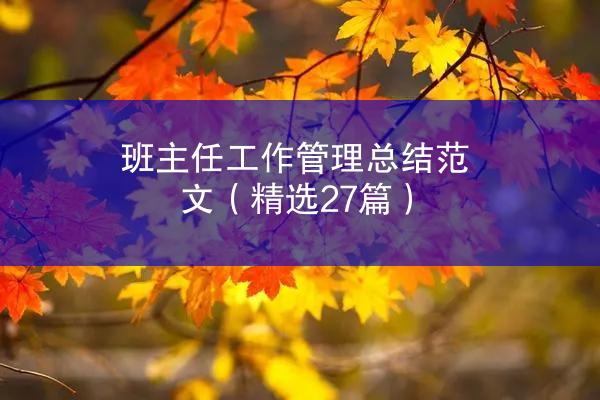 班主任工作管理总结范文（精选27篇）