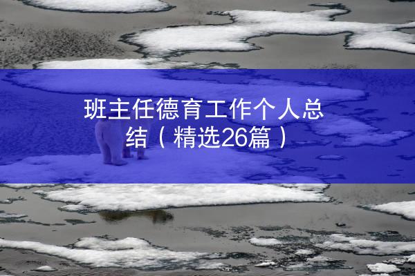 班主任德育工作个人总结（精选26篇）