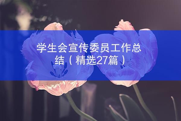 学生会宣传委员工作总结（精选27篇）