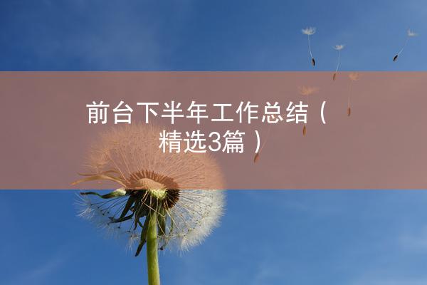 前台下半年工作总结（精选3篇）