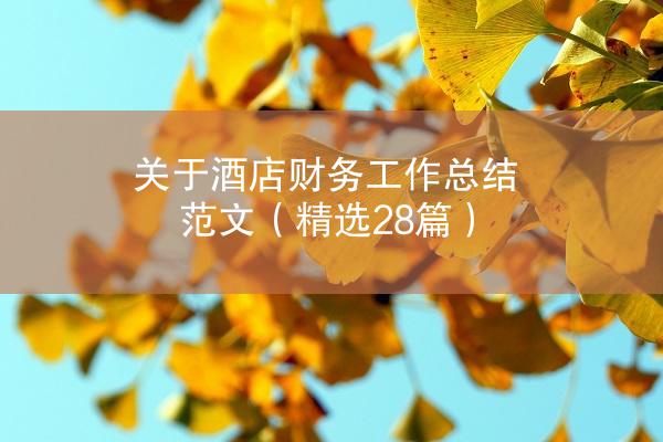 关于酒店财务工作总结范文（精选28篇）