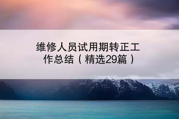 维修人员试用期转正工作总结（精选29篇）