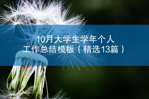 10月大学生学年个人工作总结模板（精选13篇）