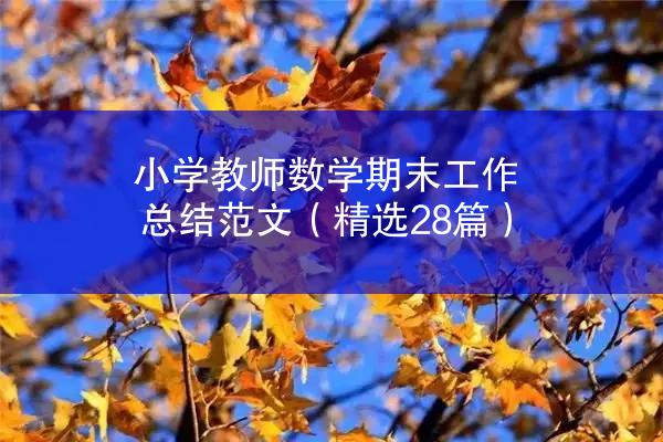 小学教师数学期末工作总结范文（精选28篇）