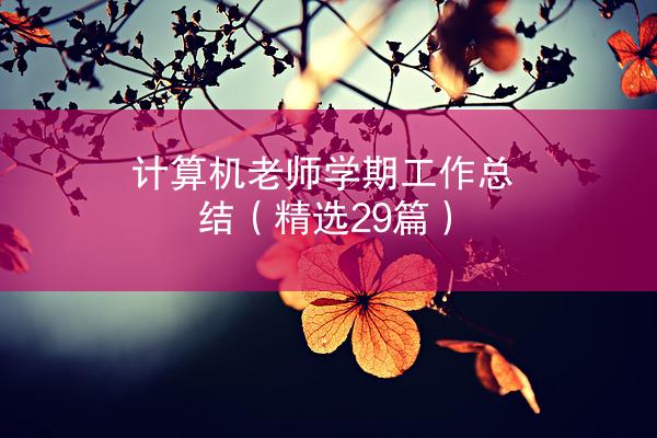 计算机老师学期工作总结（精选29篇）