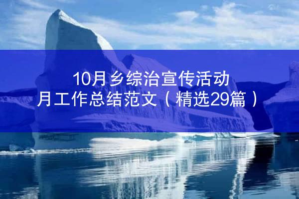 10月乡综治宣传活动月工作总结范文（精选29篇）