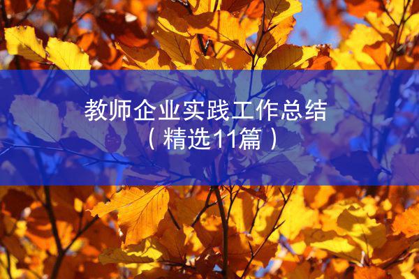 教师企业实践工作总结（精选11篇）