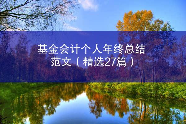 基金会计个人年终总结范文（精选27篇）