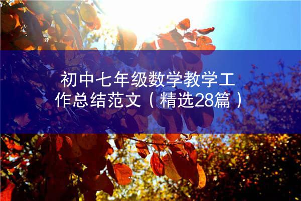 初中七年级数学教学工作总结范文（精选28篇）