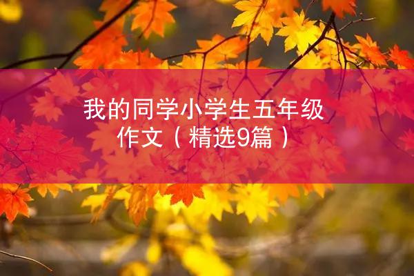 我的同学小学生五年级作文（精选9篇）