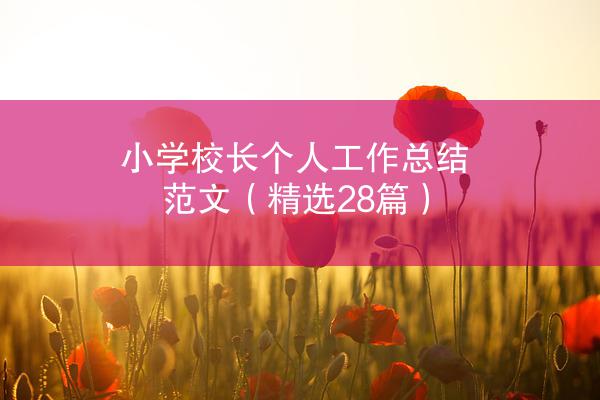 小学校长个人工作总结范文（精选28篇）