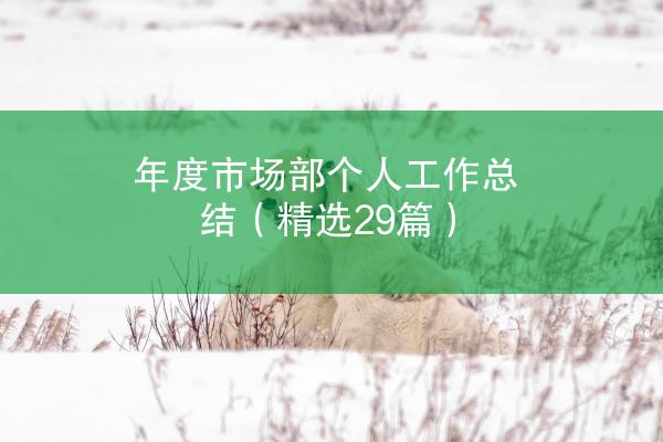 年度市场部个人工作总结（精选29篇）