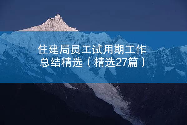 住建局员工试用期工作总结精选（精选27篇）