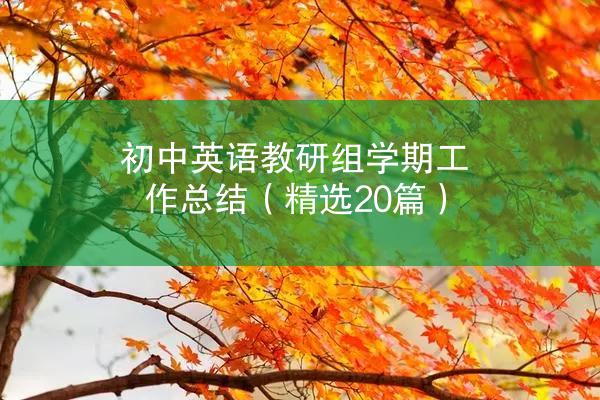 初中英语教研组学期工作总结（精选20篇）