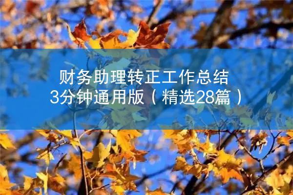 财务助理转正工作总结3分钟通用版（精选28篇）