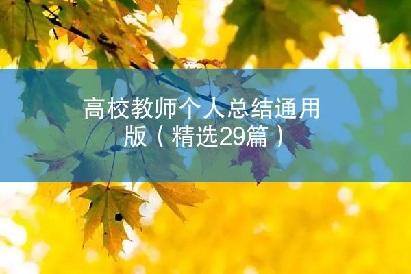 高校教师个人总结通用版（精选29篇）