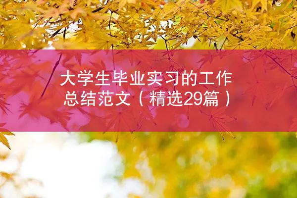 大学生毕业实习的工作总结范文（精选29篇）